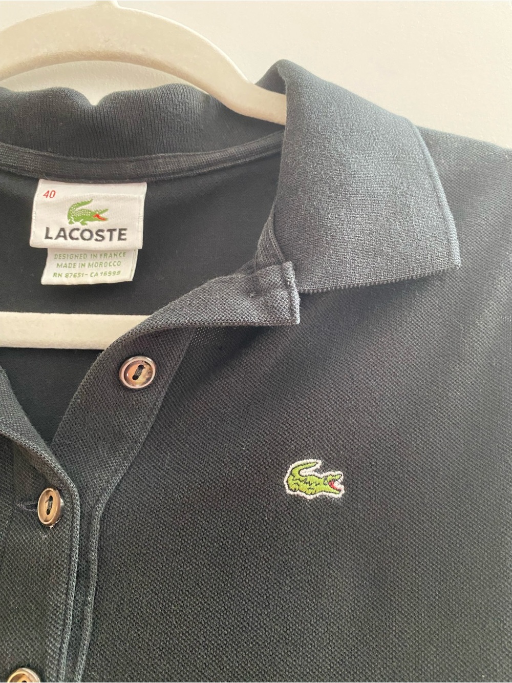 Lacoste Black Sleeveless Polo Tank with Green Crocodile Logo - Picture 5 of 7